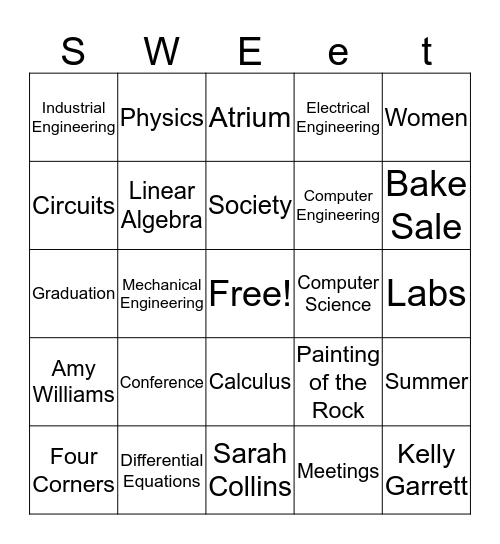 SWEet Bingo Card