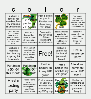 March 2024 St. Patty's Day Bingo Card