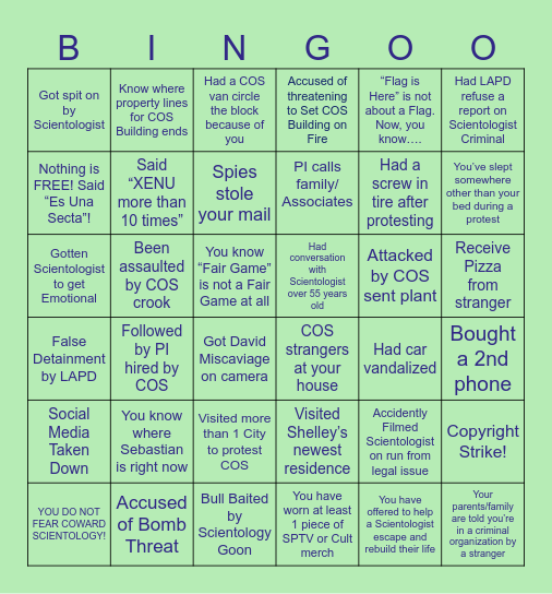 Successful COS Protestor! Bingo Card