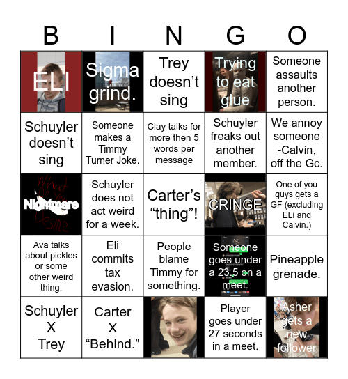 Tiderider Men Gc bingo Card Bingo Card