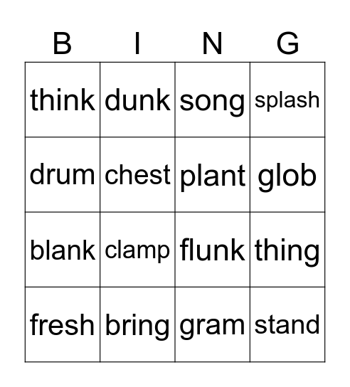 Blends & Digraphs Bingo Card