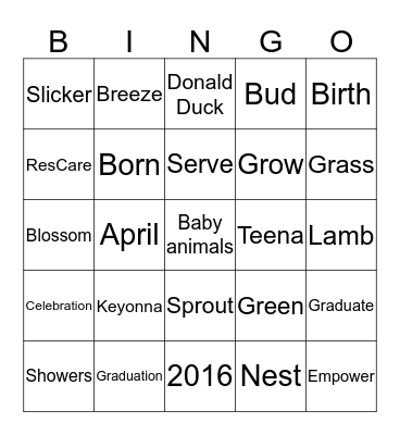 May Bingo Card