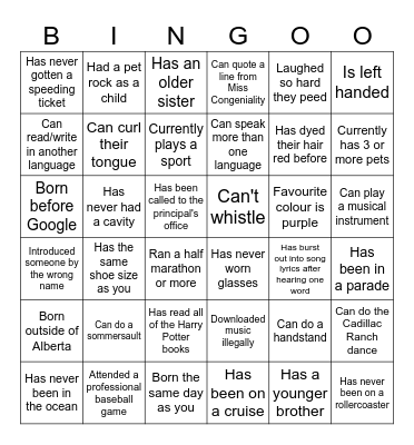 FIND SOMEONE WHO... Bingo Card