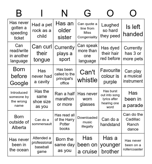 FIND SOMEONE WHO... Bingo Card