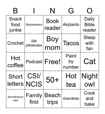 Tabbetha’s Bingo Card