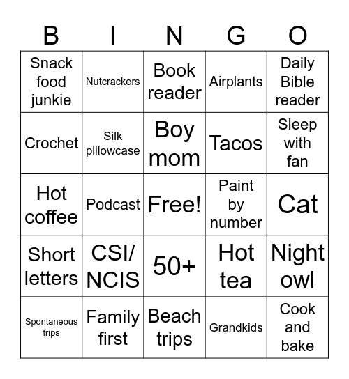 Tabbetha’s Bingo Card