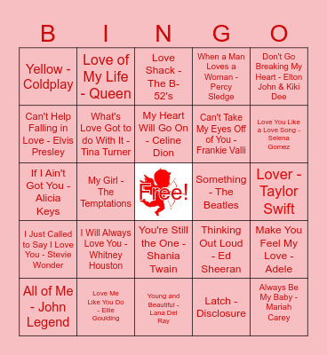 Valentine's Day Bingo Card