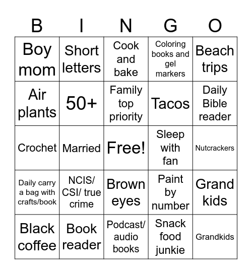 Tabbetha’s Bingo Card