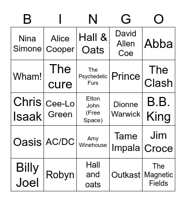 Music Bingo Card