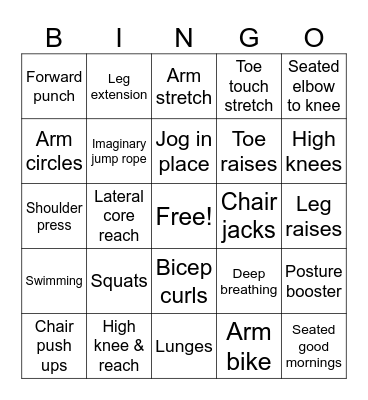 Fitness Bingo Card