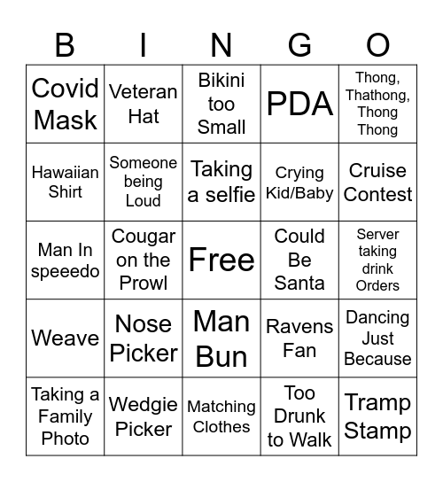 Cruise Bingo Card 3 Bingo Card