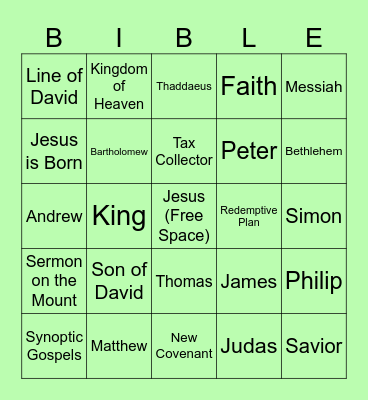 Matthew Study Bingo Card