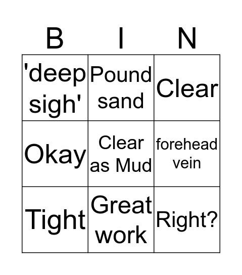 VO Bingo Card