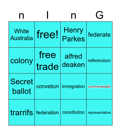 old time Bingo Card