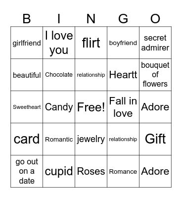 ASL Valentine's Day Bingo Card