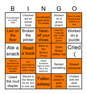 Hendrix Library Bingo Card