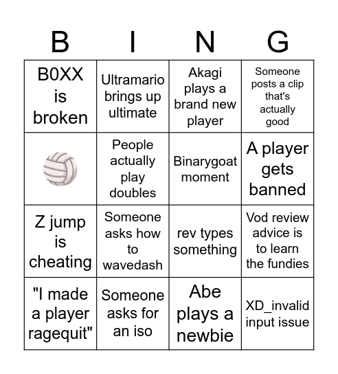 Melee Newbie Server Bingo Card
