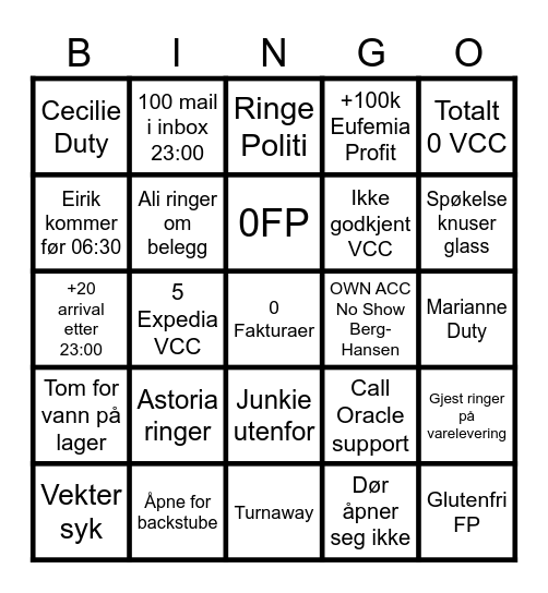 Alex Bingo Card