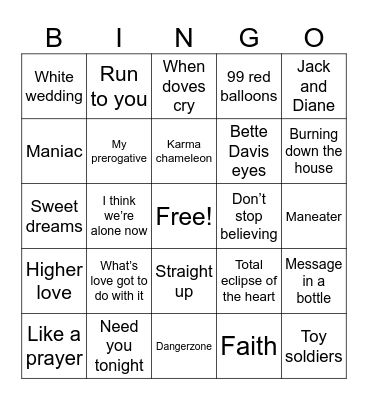 80s Bingo Card