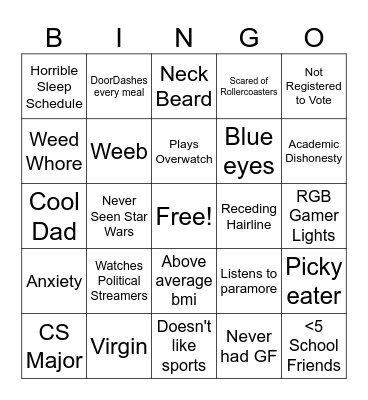 Zach Bingo! Bingo Card