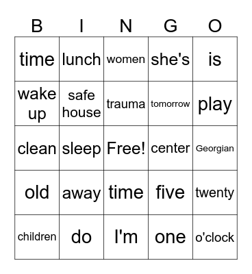 English Club 1 Bingo Card