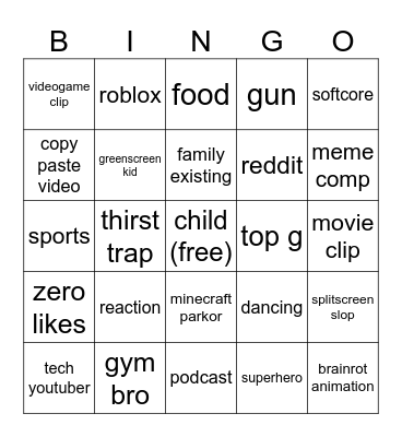 youtube shorts bingo Card