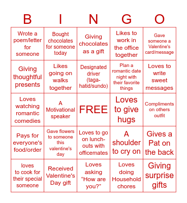 LOVE LANGUAGE BINGO! Bingo Card