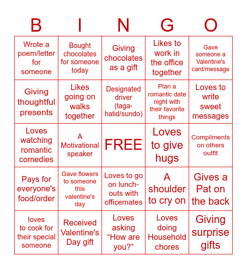 LOVE LANGUAGE BINGO! Bingo Card