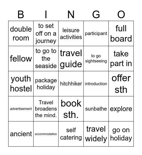 Travelling Bingo Card