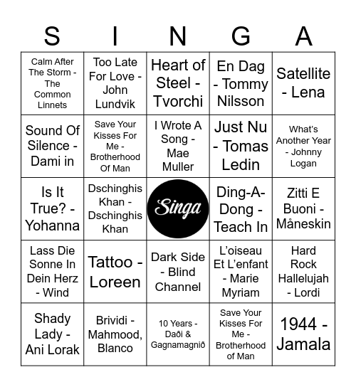 ESC Bingo Card