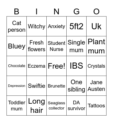 Emily Bingo Card