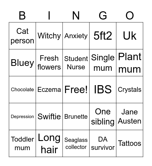 Emily Bingo Card