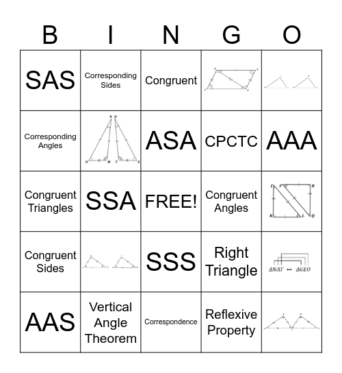 Triangle Congruence Bingo Card