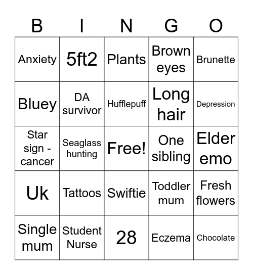 Emily  Bingo Card
