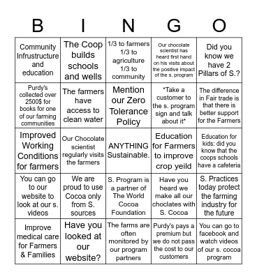 Sustainable Program Bingo Card