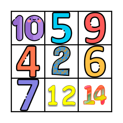 Numbers Bingo Card