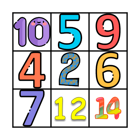 Numbers Bingo Card