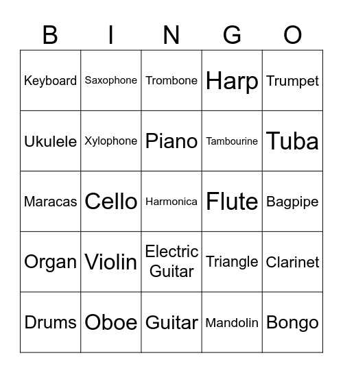 USA MUSIC Bingo Card