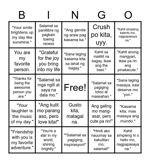 LOVE BINGO Card