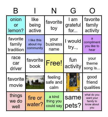 Yack Stack Conversation BINGO Card