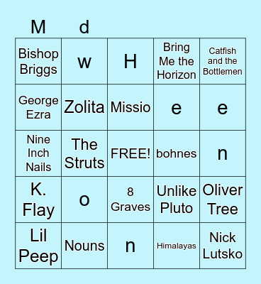 What Music Do You Have in Common With ____? Bingo Card