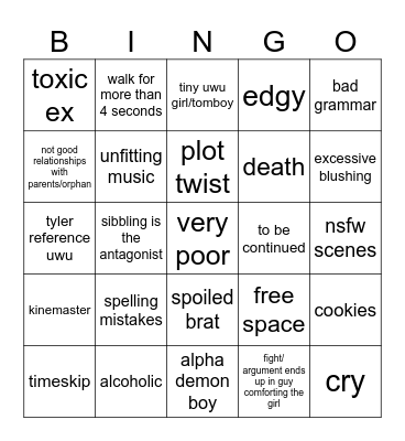 GLMM bingo Card