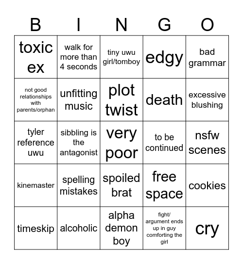 GLMM bingo Card