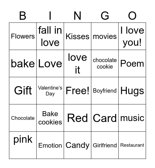 Valentine's ASL Bingo Card
