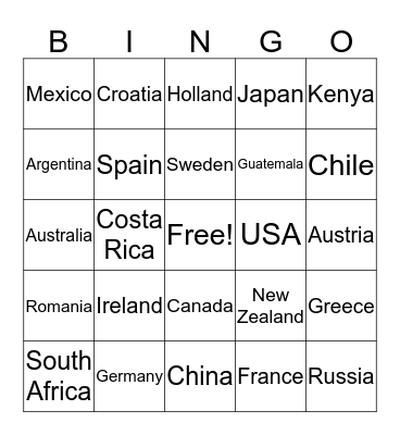 It's a Small World Bingo Card