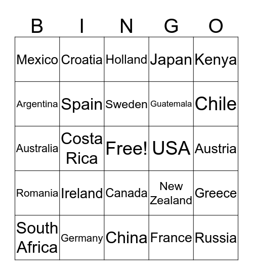 It's a Small World Bingo Card