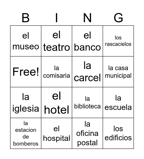 Los Edificios Bingo Card