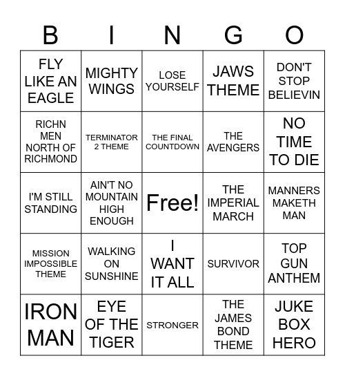 #1- ELKS- SONGS FOR THE UNDERDOGS Bingo Card