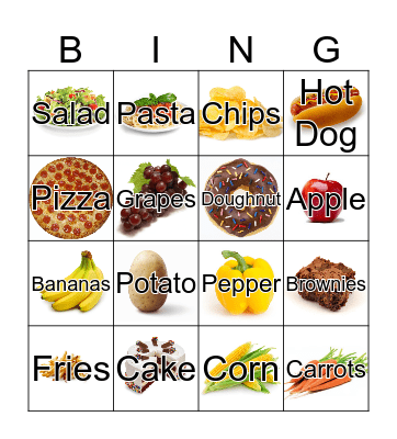 Food Bingo Card