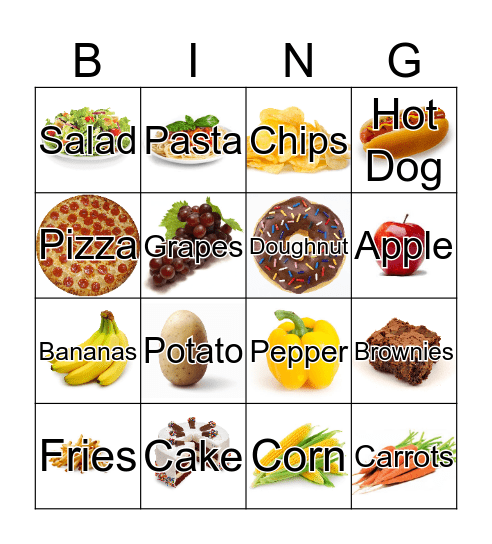 Food Bingo Card